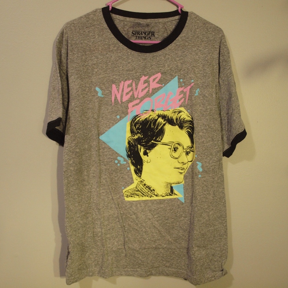Stranger Things Barb Never Forget 2X Ringer Shirt